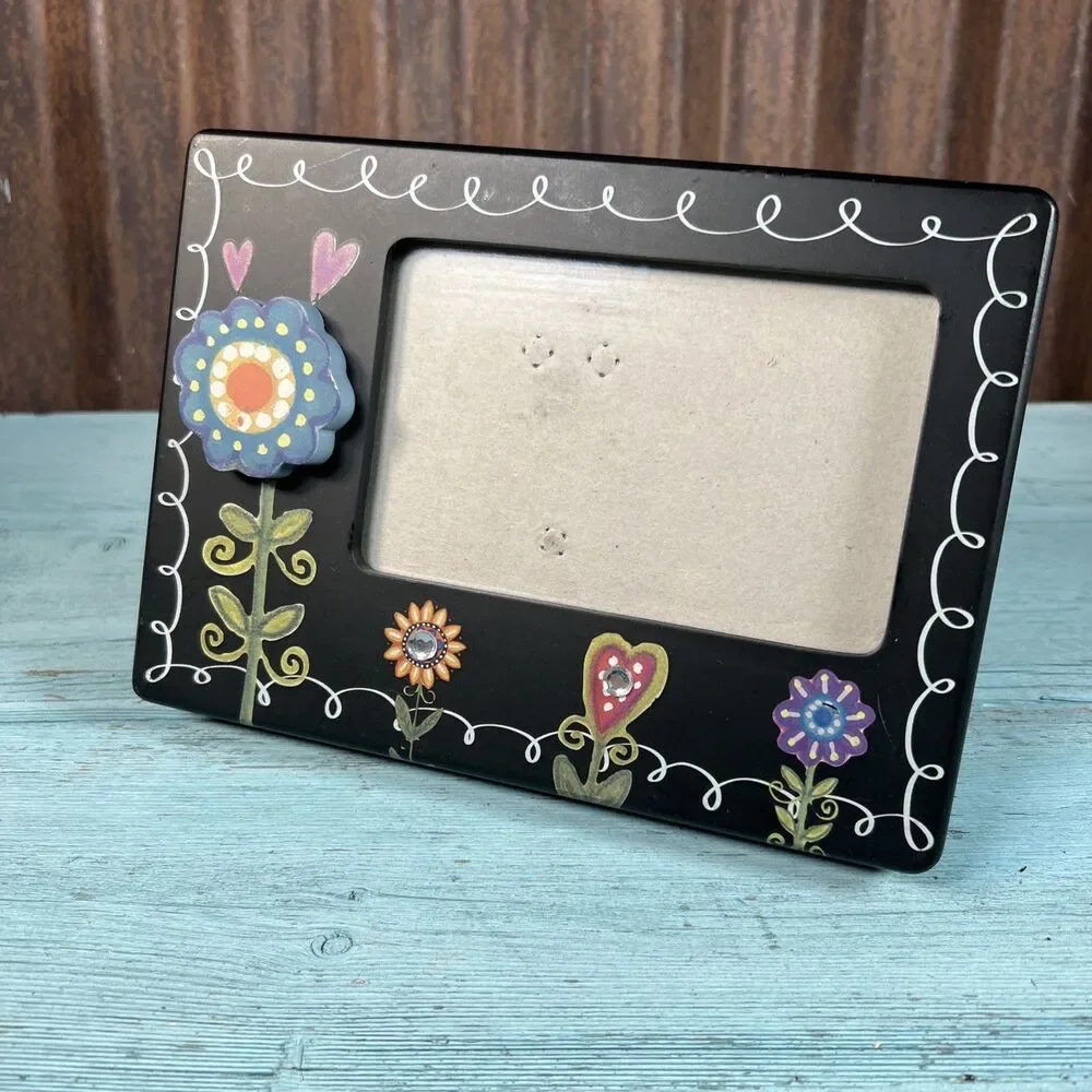 Hand-Painted Decorative Photo Frame For 4 X 6 Print Floral Theme